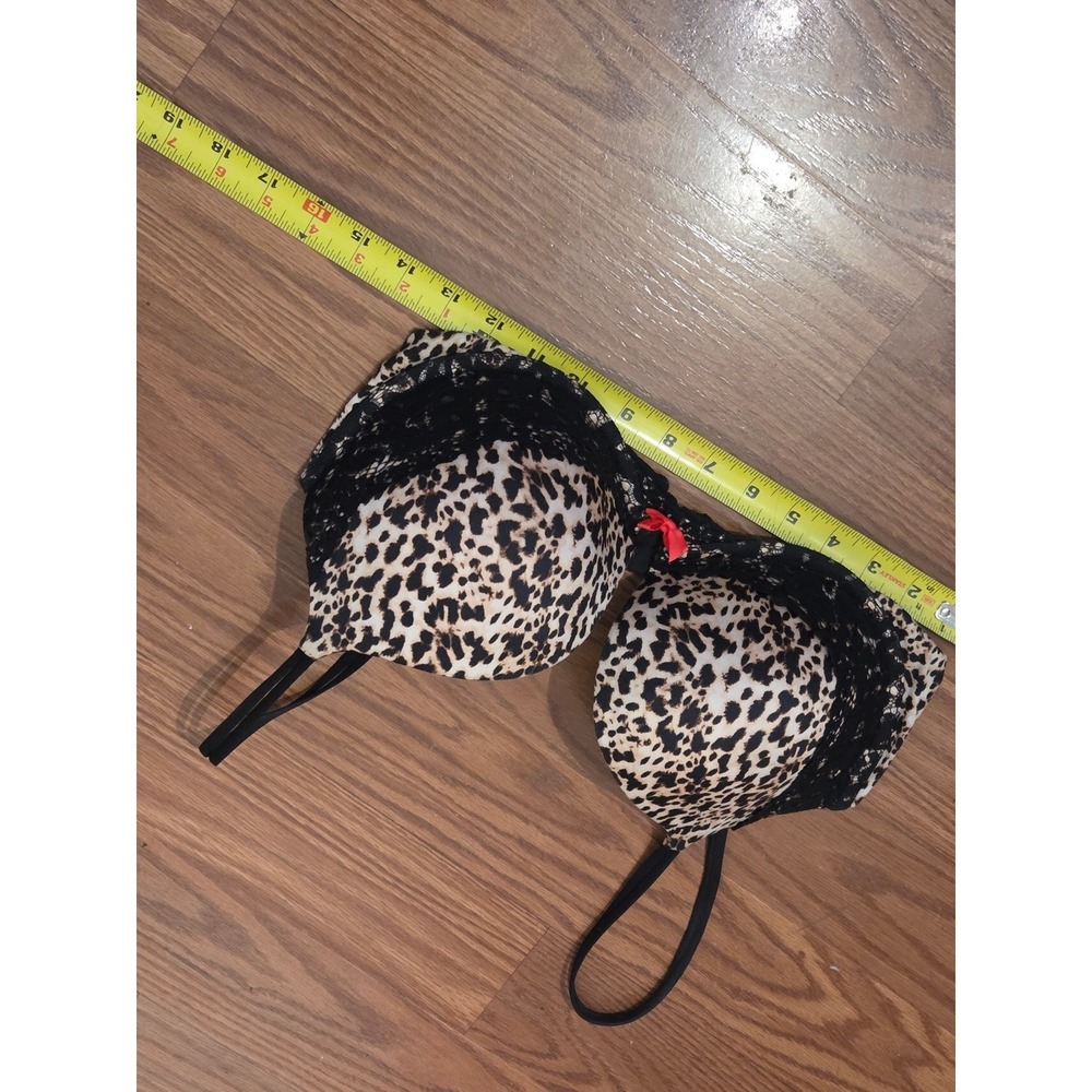 Victoria's Secret Very Sexy Push Up Bra 34DD Leopard‎ Print Lace Trim Plunge